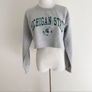 Michigan State Sweatshirt Crop Top